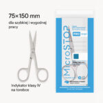 Torebki papierowe PRO z przezroczystą folią i wskaźnikiem klasy 4, 75×150 mm, 100 szt.