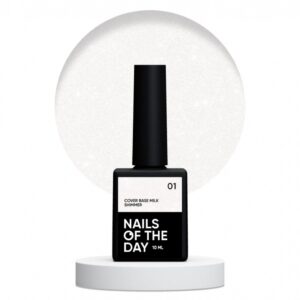 NAILSOFTHEDAY Cover base milk shimmer 01 - mleczna baza kamuflująca ze złotymi drobinkami, 10 ml