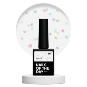 NAILSOFTHEDAY Party top 04 - pzezroczysty top z holograficznymi gwiazdkami, 10 ml
